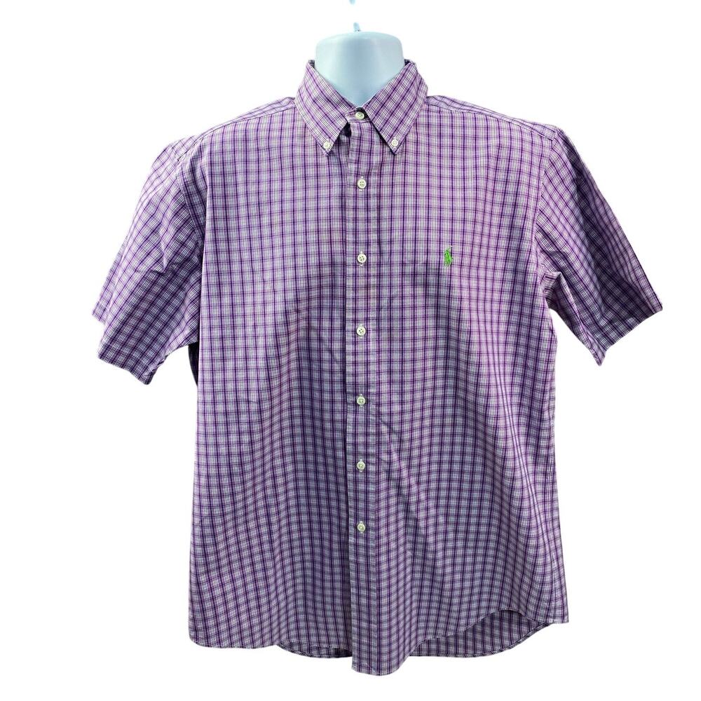 Polo Ralph Lauren classic fit medium purple plaid with green Pony